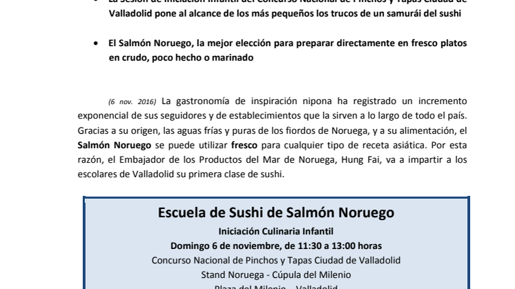 Los escolares de Valladolid aprenden a elaborar sushi de la mano del maestro Hung Fai