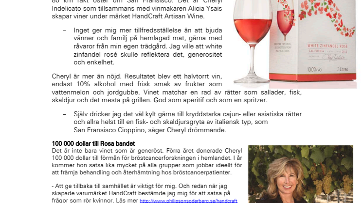 Sverigepremiär för HandCraft White Zinfandel Rosé 2012 - A package full of sunshine  