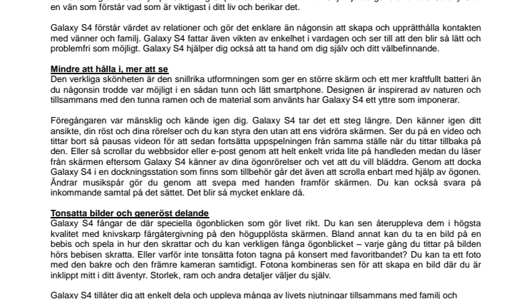 Samsung visar upp Galaxy S4, en vän som berikar ditt liv