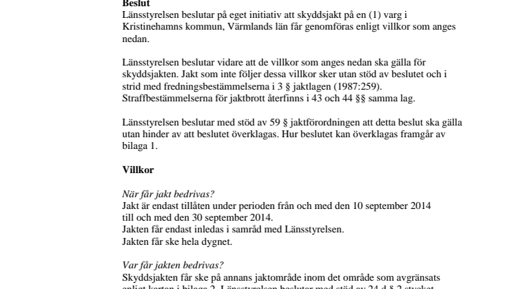 Beslut om skyddsjakt