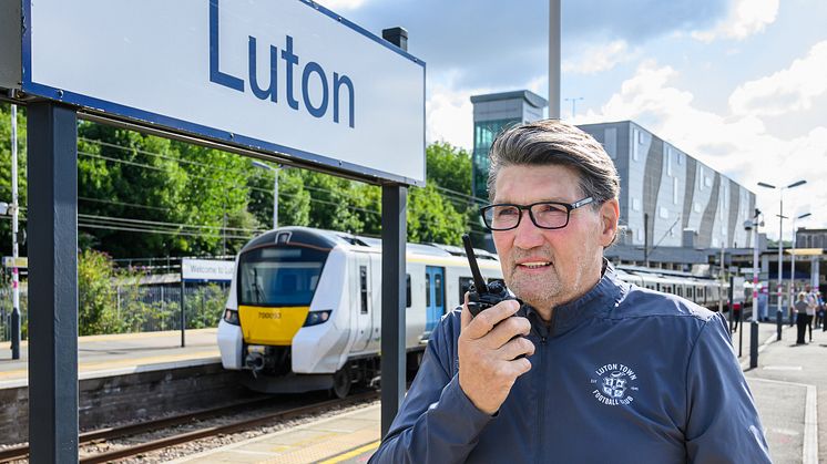 Special announcements by Mick Harford will play out at Luton station all week ahead of Luton Town FC's first Premiership game.