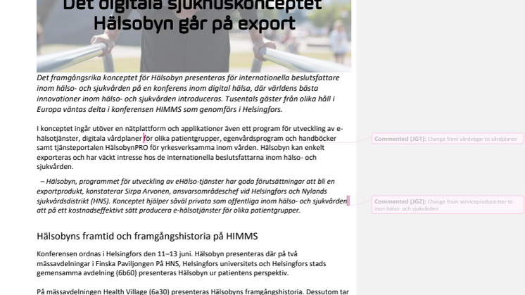 Det digitala sjukhuskonceptet ​Hälsobyn går på export 