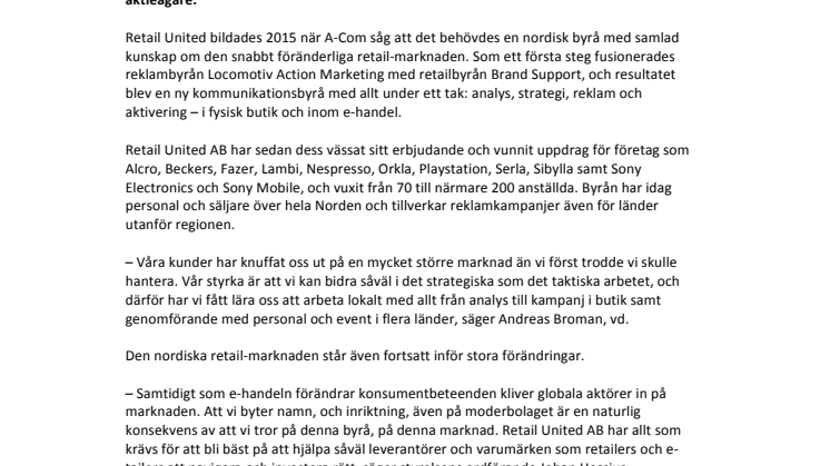 A-Com blir Retail United International AB