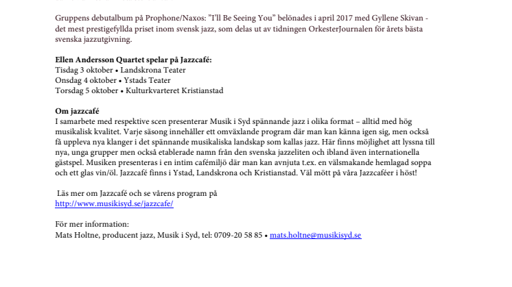 Vinnare av Gyllene skivan på Jazzcafé!