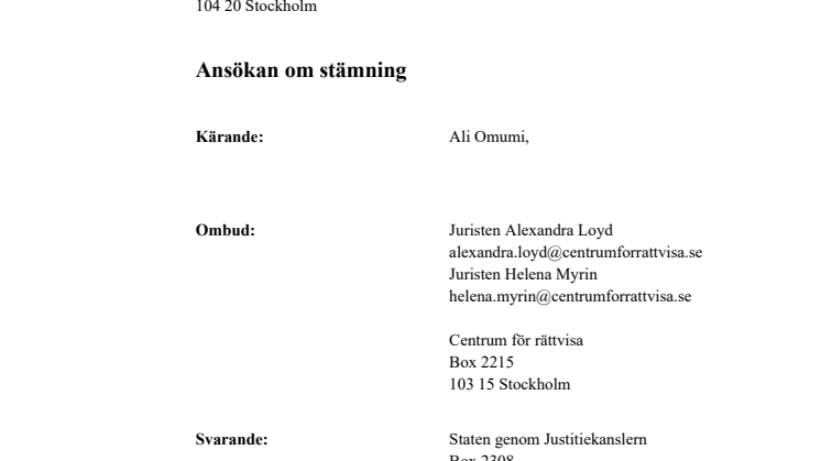 Stämningsansökan Ali Omumi