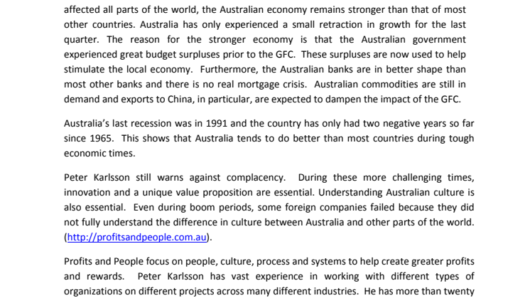 A stronger economy in Australia creates opportunities for innovative companies