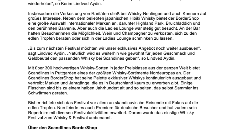 Whisky & Festival von Scandlines mit Besucherrekord