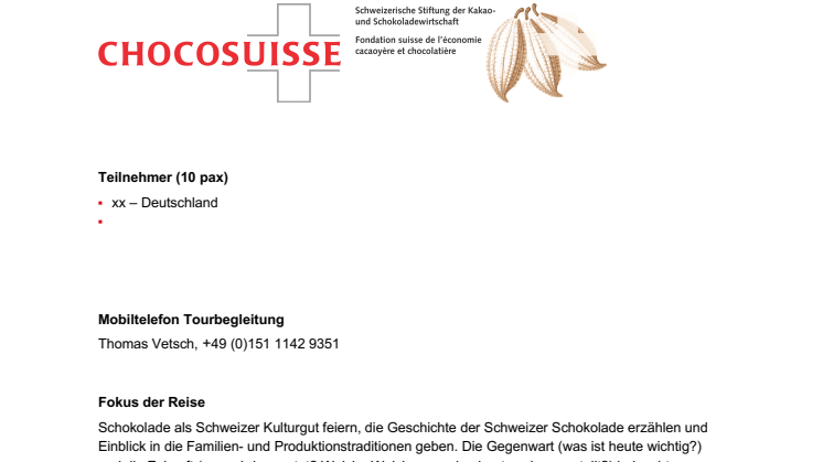 Auf süßen Spuren - Eine Schokoladenreise durch die Schweiz