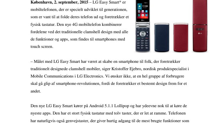 LG EASY SMART – FOLDELIG MOBIL MED SMARTPHONE-FUNKTIONER OG TOUCH-SKÆRM