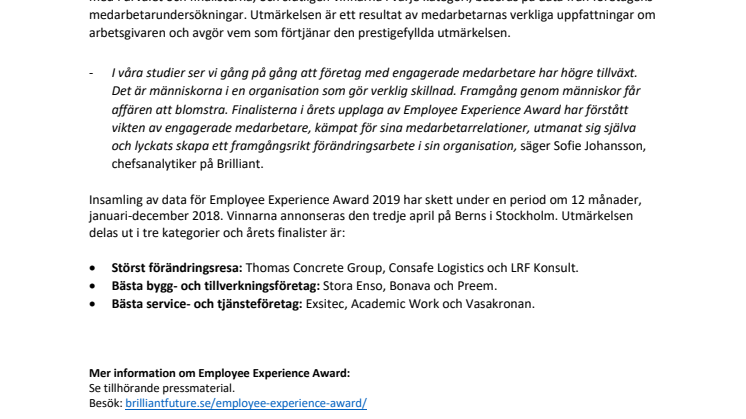 Bäst medarbetarupplevelse 2018 – företagen i topp