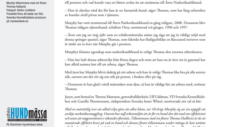 Murphy är Årets Narkotikasökhund