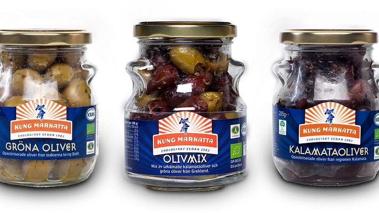 Kung Markattas Kalamataoliver och Gröna oliver möts i nytillskottet – Kung Markatta Olivmix!