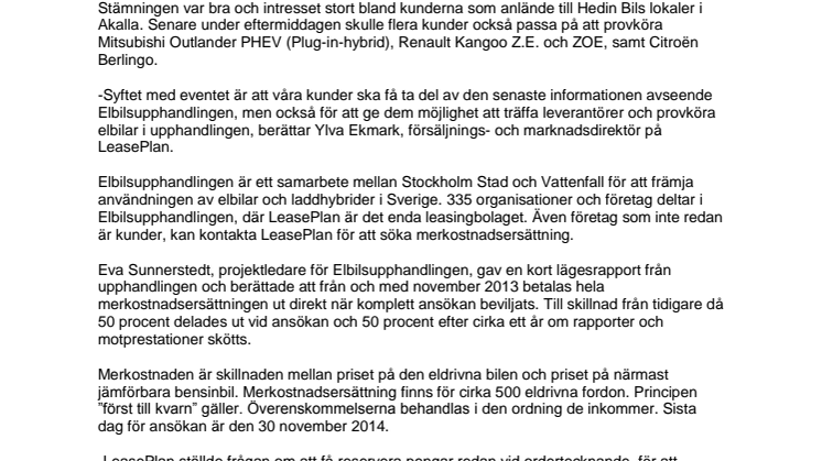 Uppskattat Elbilsevent med många provkörningar