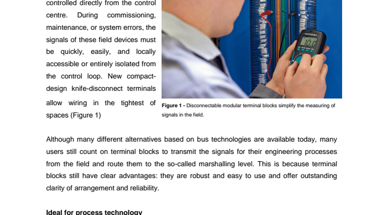 Knife-disconnect terminals in process technology