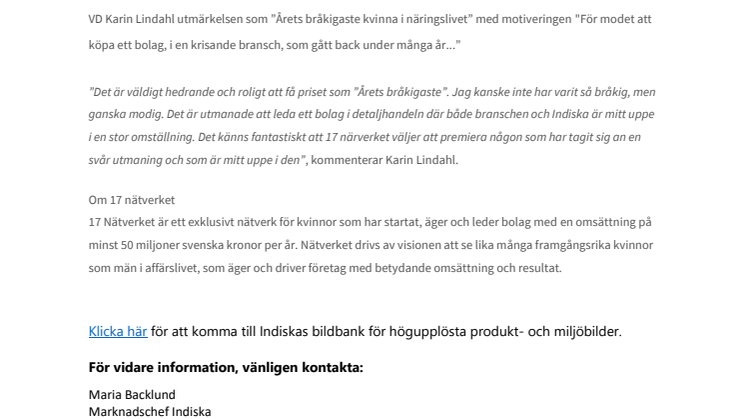 Indiskas vd utsedd till ”Årets bråkigaste” av 17 nätverket
