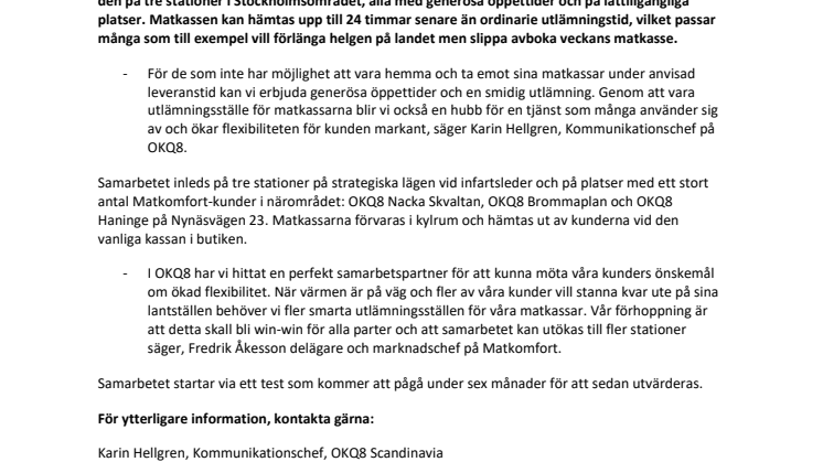 OKQ8 ökar tillgängligheten för Matkomforts kunder