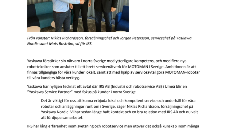 YASKAWA Nordic stärker sin närvaro i norra Sverige