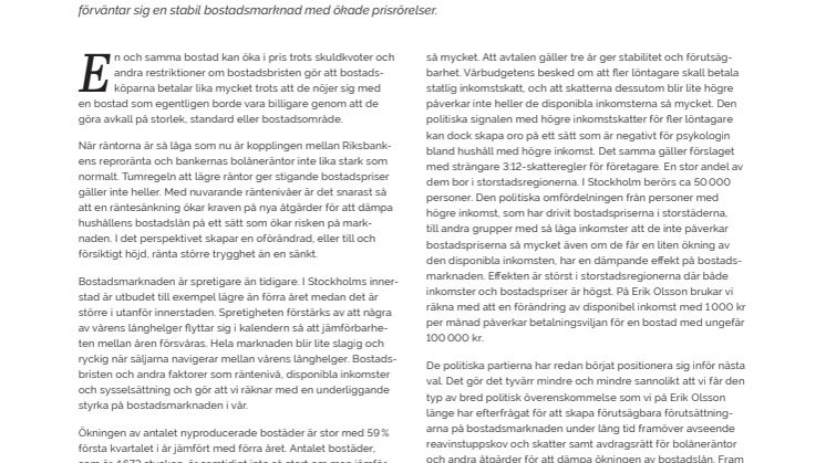 Bostadsmarknaden i ljuset av riksbanksbeslutet 27 april 2017