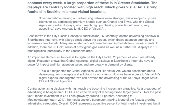 Visual Art attracts premium brands through Stockholm acquisition 