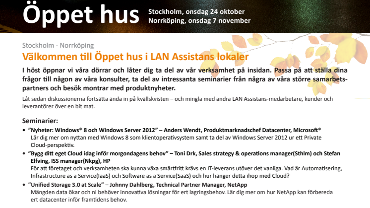 HP på LAN Assistans Öppet hus