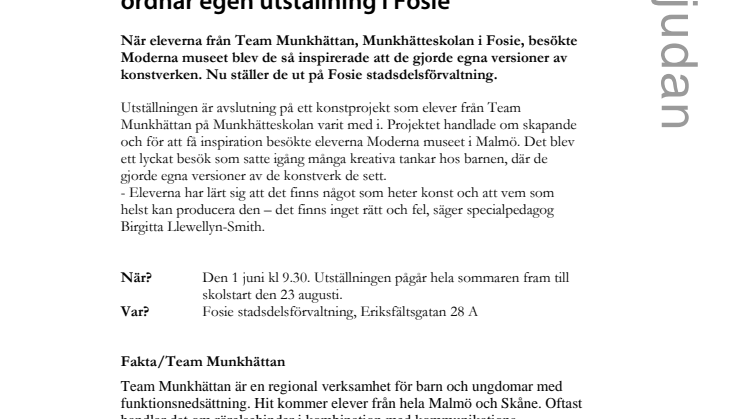 Elever från Team Munkhättan ordnar egen utställning i Fosie