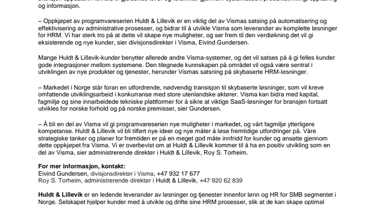 Visma styrker satsingen på HRM-løsninger