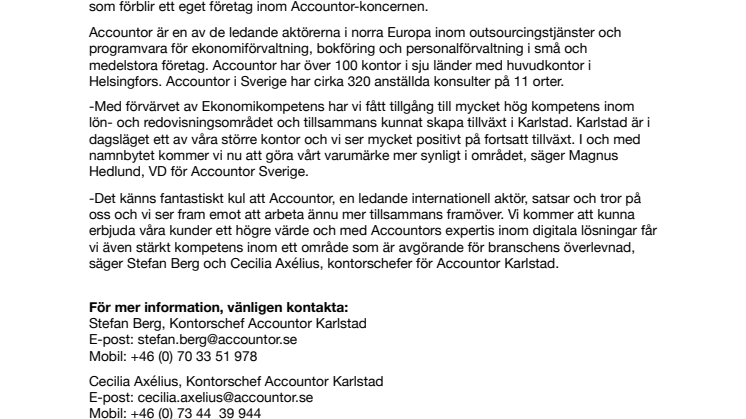 Ekonomikompetens blir Accountor Karlstad