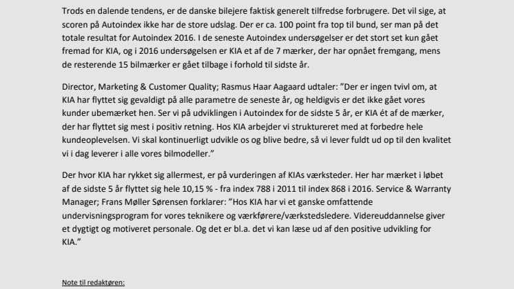 KIA-ejerne er blevet mere tilfredse