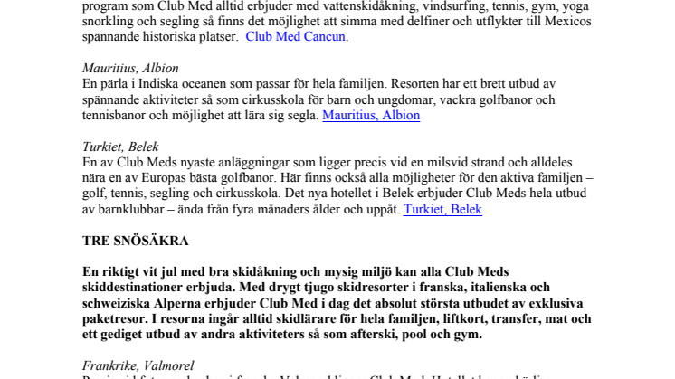 Club Meds bästa tips inför höstlovet och julledigheten