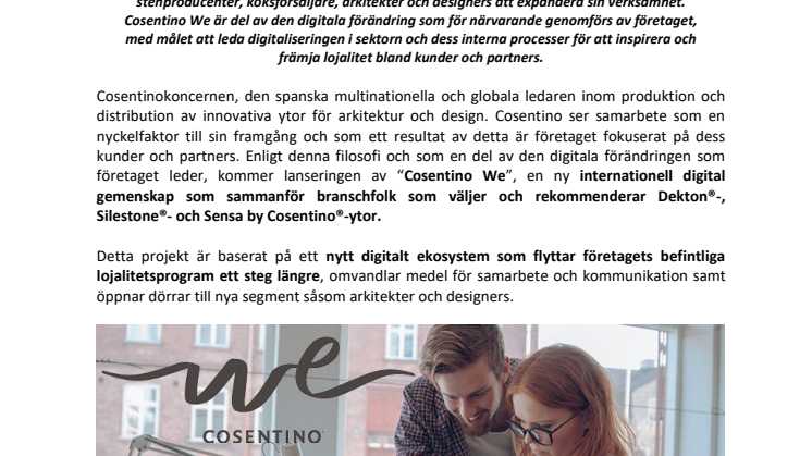 ”Cosentino We”,  den nya globala gemenskapen för branschfolk