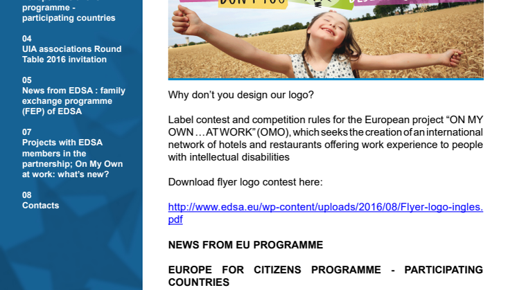 Nyhetsbrev från EDSA - European Down Syndrome Association