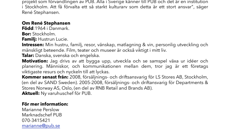 Ny varuhuschef på PUB