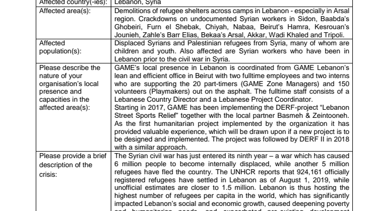 19-017-SP Alertnote on the Syrian Refugee Crisis in Lebanon