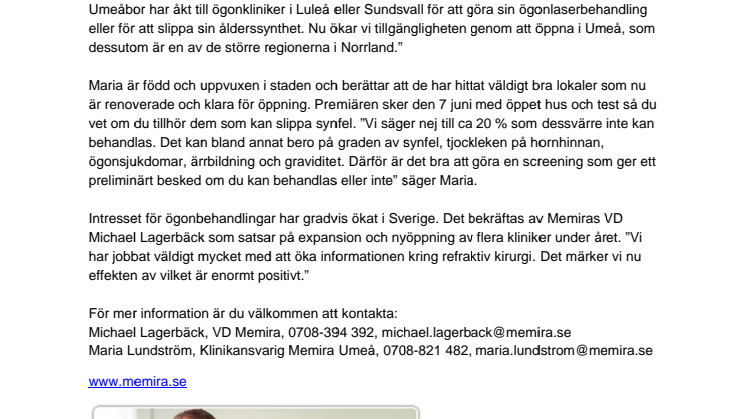 Sveriges största ögonlaserkedja öppnar i Umeå