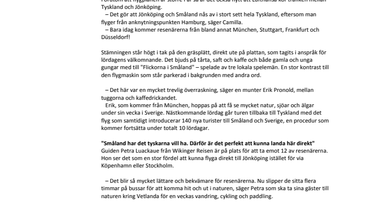 Lufthansas direktcharter välkomnades med pompa och ståt