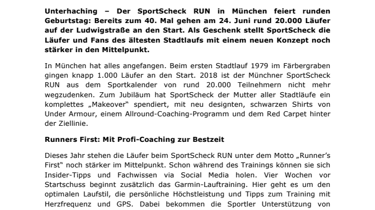40 Jahre Stadtlauf in München: Der SportScheck RUN rollt für seine Läufer den roten Teppich aus