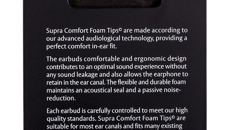 SUPRA Comfort Foam Tips© - package back