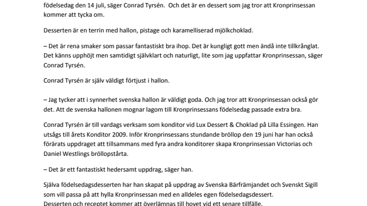 Bröllopsbagare skapar Kronprinsessan Victorias födelsedagsdessert