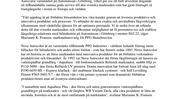 Nexa Autocolor - officiell lansering på den svenska marknaden