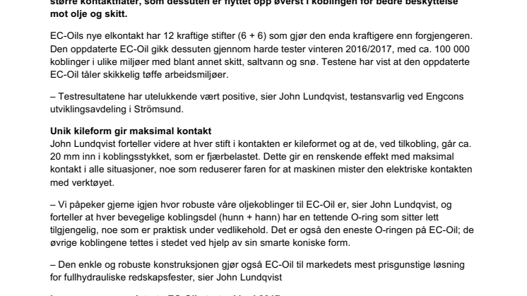 Engcon forbedrer automatisk kobling for hydrauliske verktøy