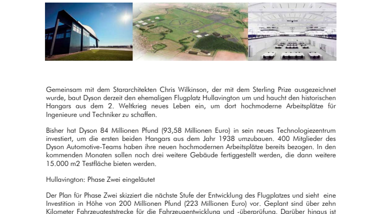 Dyson enthüllt 200 Millionen Pfund Investition und läutet nächste Phase der Entwicklung seines Elektroautos ein