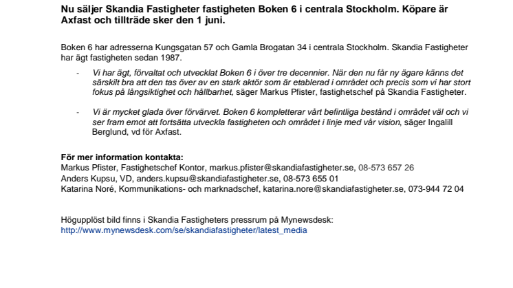 Skandia Fastigheter säljer Boken 6 i Stockholm