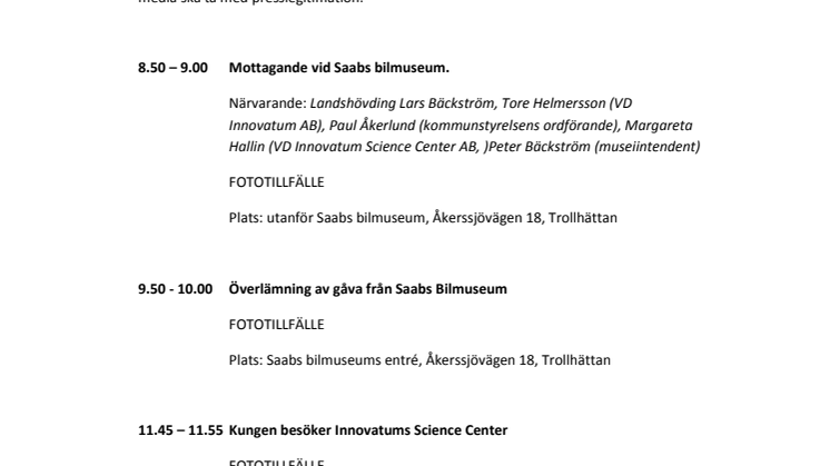 Kungen besöker Innovatum 26 september
