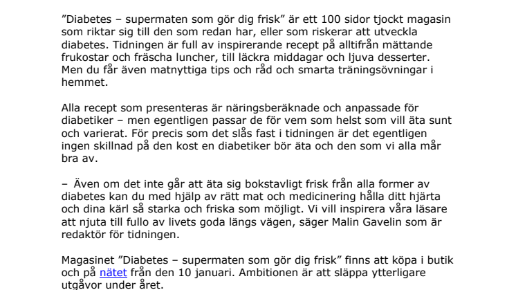 Nytt livsstilsmagasin för diabetiker 