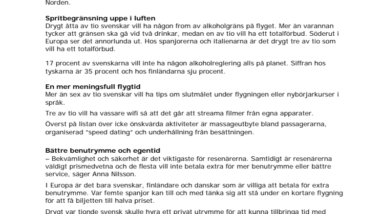 Mindre sprit på planet – om svensken själv får bestämma