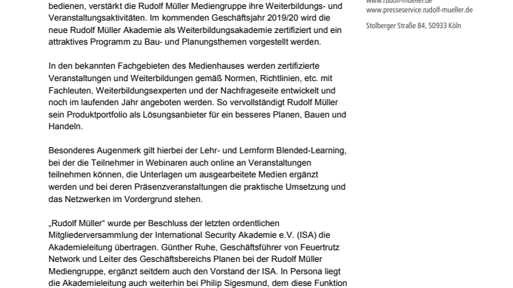 Rudolf Müller Mediengruppe baut Veranstaltungs- und Weiterbildungsprogramm weiter aus
