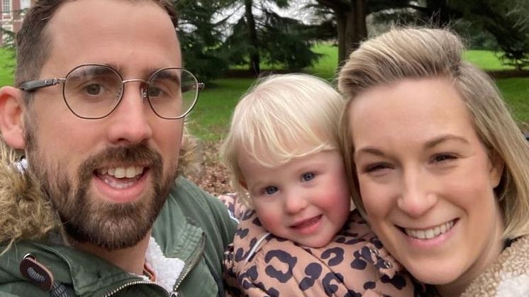 Rebuilding his life: Glen Eastick with his partner Bex and daughter Evie
