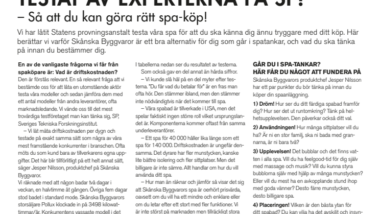 SP spadbad jämförelse