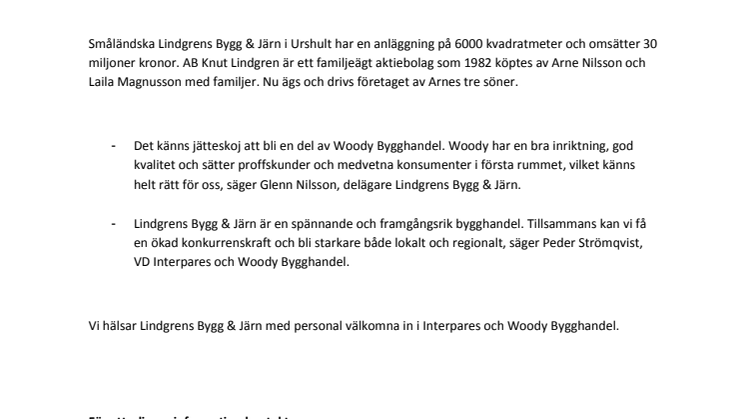 Superföretag till Woody Bygghandel
