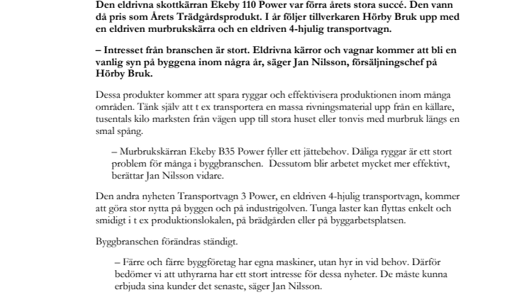 Eldrivna vagnar och kärror förändrar byggindustrin